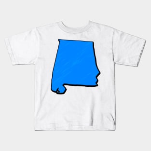 Bright Blue Alabama Outline Kids T-Shirt